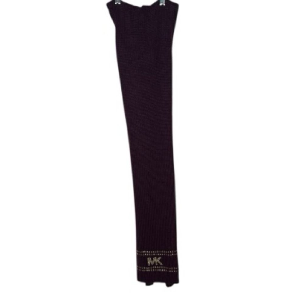Michael Kors Burgundy Studded Stripe Logo Knit Scarf. One Size.‎